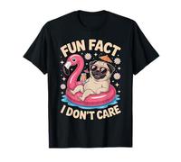 Fun Fact I Don't Care Funny Summer Pug Flamingo T-Shirt