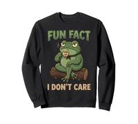 Fun Fact I Don't Care Grumpy Frog Sipping Tea Retro Sweatshirt