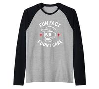 Fun Fact I Don't Care Men Sarcastic Cute Funny Quotes Design Raglan Baseball Tee