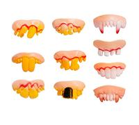 Fun Fake Teeth - 10 PCS False Rotten Vampire Fangs Dentures Ugly Joke Teeth Props for Halloween Costume Party Funny Gag Gift By MYCreator