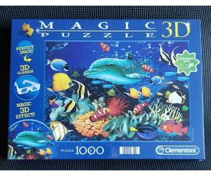 Fun Family Magic Jigsaw Puzzle 3D Dolphin Reef 1000 Piece Puzzle with 3D GLASSES