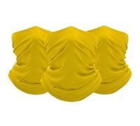 FUN FAN LINE - Pack x3 Multifunctional bandanas in color of your choice. Protective face mask, neck cover buff, elastic headband. (Yellow)