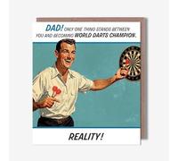Fun Fathers Day Card World Darts Champion Dad Board- Humorous Greeting Card