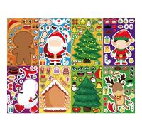 Fun Festive Christmas Stickers for Crafts Activities - Christmas Make a Face Stickers, Mix and Match Holiday Sticker Sheets | 8 Pack of Face Stickers for Children Ages 4+ Holiday Craft Supplies