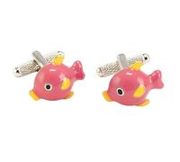 Fun Fish Cufflinks - Onyx Art CK825 Little Pink Fish Novelty Cuff Links In Premier Life Packaging