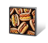Fun Food Hot Dogs Button Pin Funny Cute Brooch Pins Personalized Square Lapel Pin Badges Alloy Pinback Button Badge Novelty Backpack Pins for Jackets Hat Bags Chrismas Birthday Gift