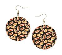 Fun Food Hot Dogs Leather Round Earrings Daily Accessories Working At Work Women'S Fashion