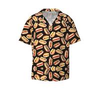 Fun Food Hot Dogs Men's Cotton Shirt Men's Short-Sleeved Shirt Button Casual Shirt Loose Top Holiday, Fun Food Hot Dogs, XXL