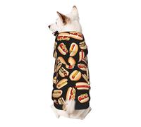 Fun Food Hot Dogs Print Dog Hoodie For Small Dogs, Warm, Soft, And Breathable Sweatshirt, Easy To Wear Jumper, Pet Winter Weather Coat Pullover
