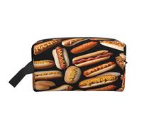 (Fun Food Hot Dogs) Print Large Travel Toiletry Bag - 600d Oxford Fabric, Foam Padding, Gym & Weekend Trip Organizer