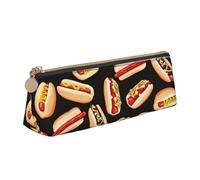Fun Food Hot Dogs Print PVC Coin Purse Money Bag Makeup Case Pencil Pouch Zipper stationery case Women Men, White, One Size, Simple