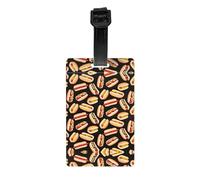 Fun Food Hot Dogs Print PVC Luggage Tag Versatile ID Holder for Strollers and Bags Practical Travel Accessory Multi-Use