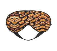 Fun Food Hot Dogs Print Sleep Mask Silk Eye Cover Soft Satin Blindfold Elastic Strap Night Eyeshade Travel Nap for Women Men