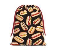 Fun Food Hot Dogs print Super soft velvet Christmas bag, fit for Halloween promotion and daily storage