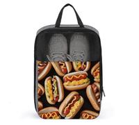 Fun Food Hot Dogs Shoe Bag Travel Shoe Organizer Water-Resistant Shoe Pouch with Zipper Sneaker Dust Bag, gray, One Size, Modern