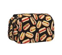 Fun Food Hot Dogsdouble Layer Pencil Case With Flip Top Big Pencil Bag High Storage Pen Case Pouch Stationery Organizer Makeup Bag For Boys Girls Teen College Students School Adults & Office Supplies