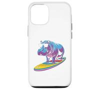 Fun for the Beach - Hippo on Stand Up Paddle Case for iPhone 12/12 Pro