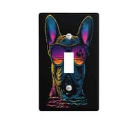 Fun French Bulldog Dog Switch Cover Wall Plate 1 Gang Single Toggle, Colorful Chien Electrical Faceplate for Bedroom Bathroom Decor, Puppy Standard Size Switchplate