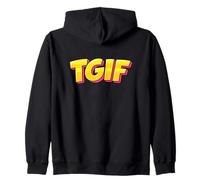 Fun Friday TGIF Pop Art Cartoon Typography Men Women Zip Hoodie