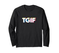 Fun Friday TGIF Pop Art Retro Typography Men Women Long Sleeve T-Shirt