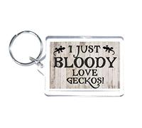 Fun Gecko Lover Gift - I Just Bloody Love Geckos - Novelty Keyring - Ideal Present