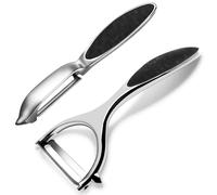 Fun Gift 2S Peeler Set, Peeler Pendulum Blade 14.5 cm, Peeler 16.5 cm, Vegetable Peeler Rust-Proof Vegetable Peeler Single Edge Pendulum Peeler Polished Cromargan Stainless Steel Potato Peeler