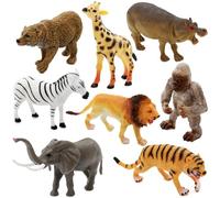 Fun Gift Toddler Zoo Animals Games Toys for Kids, 8 Piece Plastic Animal Figures, Realistic Toy Set for Include Lion, Elephant, Tiger, Perfect for Education, Gifts for kids 3+ Years Boys Girl