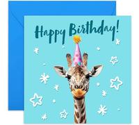 Fun Giraffe Birthday Greeting Card - For Men and Women - Young Child Birthday Card - Animal Themed - Teenager Birthday Card - Happy Birthday - For Girl or Boy