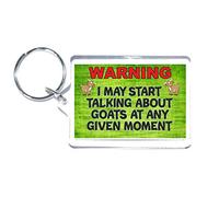 Fun Goat Lover Gift - Warning I May Start Talking About Goats - Novelty Keyring Present