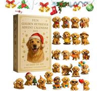 Fun Golden Retriever Advent Calendar 2025, 24 Days Christmas Countdown with Cute Dog Decorations, 2d Acrylic Golden Retriever Ornaments for Dog Lovers & Families