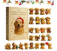 Fun Golden Retriever Advent Calendar 2025, christmas calendar with 24 golden retrievers, 24Pcs 2D Festive Breeds Ornaments, for Pet Lovers Parents and Families (#1pc)