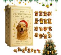Fun Golden Retriever Advent Calendar 2025, Christmas Countdown with 24Pcs 2D Cute Acrylic Golden Retrievers, Adorable Collectible Decorations for Pet Lovers Parents and Families,2Pcs