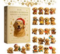 Fun Golden Retriever Advent Calendar 2025,Puppy-Themed Christmas Calendars,24Pcs 2D Acrylic Festive Dog Ornaments,Funny 24 Days Countdown to Christmas Holiday Idea for Dog Lovers and Families