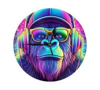 Fun Gorilla Dj Neon Home Decorative Wall Clock, 10 Inch Silent Wall Clock Battery Operated For Bedroom Kitchen Living Room Office