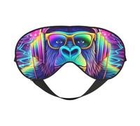 Fun Gorilla Dj Neon Print Sleep Mask with Adjustable Strap, Comfortable Eye Cover for Travel, Yoga, Napping, Sleeping & Relaxation