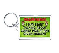 Fun Guinea Pig Lover Gift - Warning I May Start Talking About Guinea Pigs - Novelty Keyring - Fun Guinea Pig Present