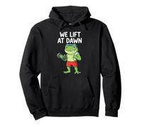 Fun Gym Frog, We Lift At Dawn for Morning Workout Lovers Pullover Hoodie