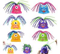 Fun Hair Pulling Monster Toy 6Pcs Cartoon Hair Pulling Stress Relief Toy Diffenrent Sounds Screaming Stress Cute Fidget Screaming Novelty Toys for Kids Teens Adults
