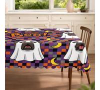 Fun Halloween Bullmastiffs Dog Rectangle Tablecloth 60x100 Inch, Funky Scary Puppy Ghost Pattern Washable Table Cover, Spooky Party Decor for Home Kitchen Banquet Picnic Camping