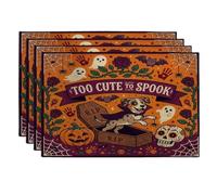 Fun Halloween Catahoulas Leopard Dog Placemats Set of 4, 12x18 Inch, Scary Coffin Gothic Ghost 4Pcs Table Mats for Dinning, Spooky Pattern Holiday Home Kitchen Decor