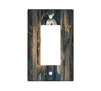 Fun Halloween Fantasy Owl Decorative Light Switch Cover Plate 1 Gang Single Rocker, Magic Forest Tree Electrical Switchplate, Scenic Electrical Faceplate for Bedroom Room