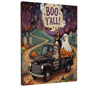 Fun Halloween Great Dane Dog Canvas Art Wall Decor for Living Room, Big Large Spooky Haunted House Truck Bathroom Wall Art, Big Large Scary Decorations Bathroom Office Bedroom 8 * 12