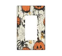 Fun Halloween Horror Spider Decorative Light Switch Cover Wall Plate 1 Gang Single Rocker, Scary Pumpkin Skull Insect Electrical Switchplate, Creepy Electrical Faceplate for Bedroom Room