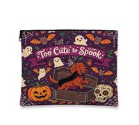 Fun Halloween Irish Setter Dog Makeup Bag 7x9 Inch for Travel Pouch, Scary Coffin Gothic Ghost Print Cosmetic Pouch for Women, Spooky Portable Canvas Zipper Organizer