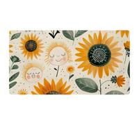 Fun Hand-painted Sunflowers Pattern Non-Slip Bath & Kitchen Mat,Oil & Water Absorbent, Quick Dry