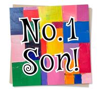 Fun Happy Birthday Card For Son - Bold, Colourful, Patchwork Squares - No. 1 Son - For Relative