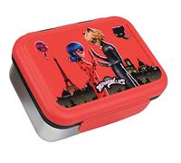 Fun House 006086 Miraculous Ladybug Children's Drip Box Stainless Steel Height 6.5 x Length 17 x Depth 13.5 cm, Red