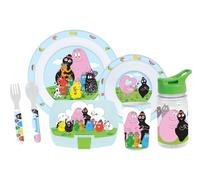 FUN HOUSE Barbapapa Complete Lunch Box Set for Children | 1 Glass, 2 Plates + Cutlery + Bottle and Snack Box | Officially Licensed | Reusable and Microwavable | Children's Gift Idea