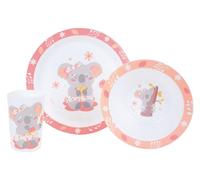 FUN HOUSE 005803 Mimi Koala Dinner Set consisting of a Flat Plate Ø 22 cm, a Soup Plate or Bowl Ø 16 cm and a Glass 220 ml for Children - Reusable Crockery