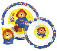 Fun House | Paddington Children's Dining Set | Plate Ø22 Cm Bowl Ø16 Cm Glass 220 Ml | Official License | Reusable Dishwasher Washable Tableware | 3 Piece Baby Set | Child Gift